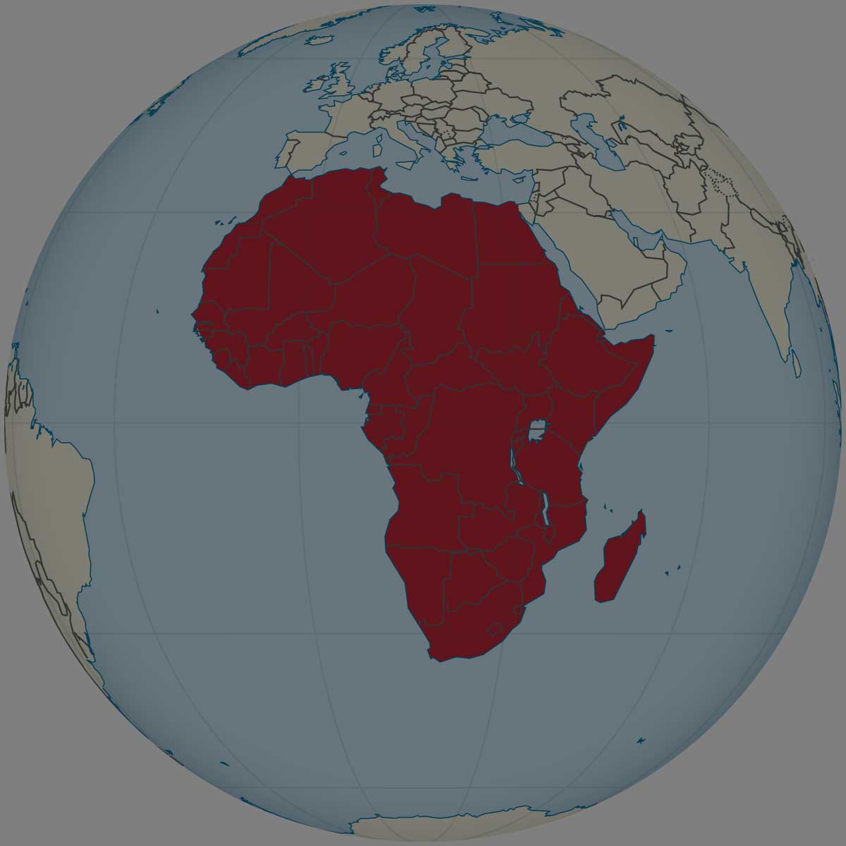 Imagen globo terrestre con las zonas de venta Africa