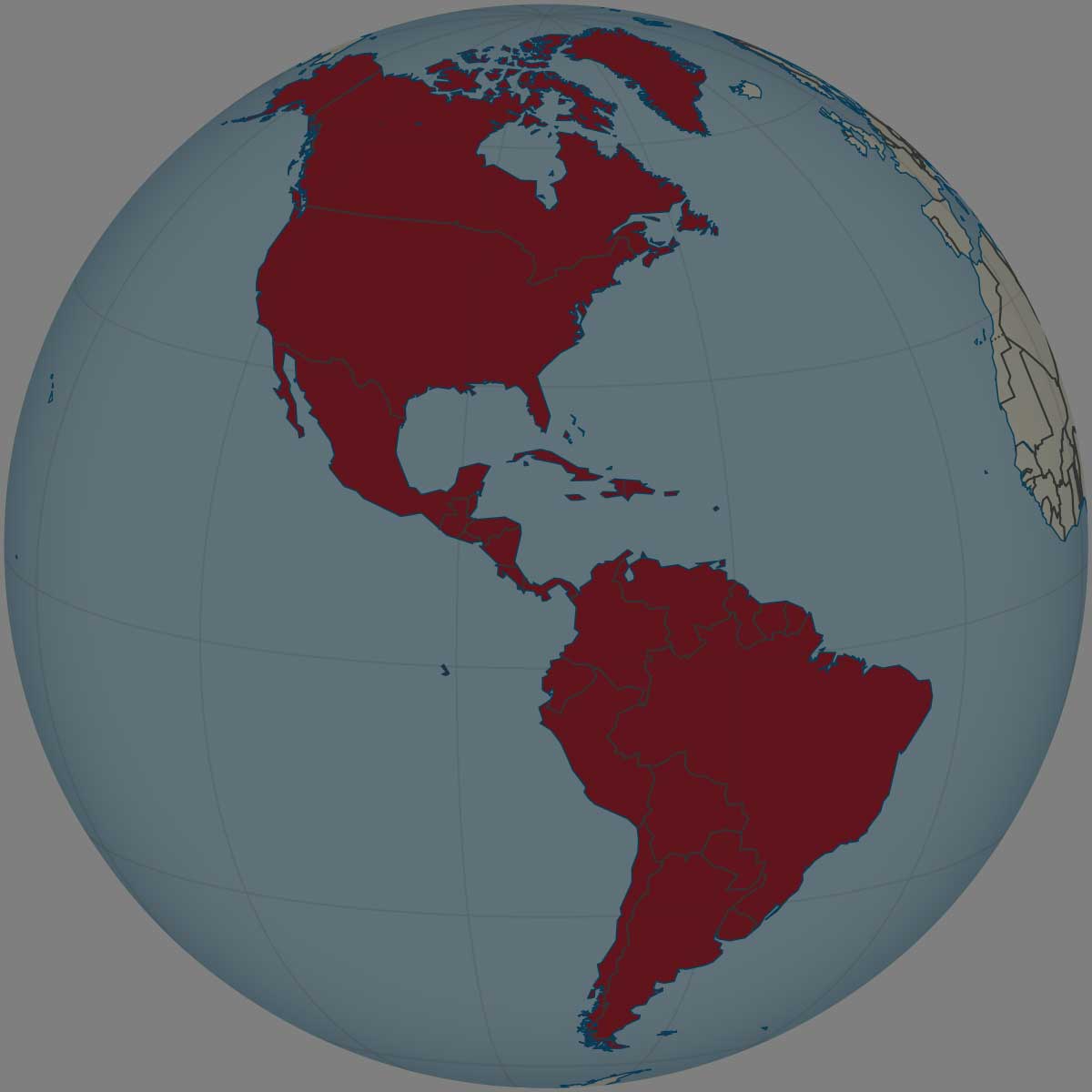 Imagen globo terrestre con las zonas de venta América