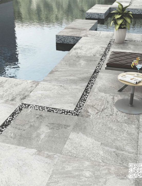 Pavimento 20mm exterior imitación piedra gris, antideslizante clase 3