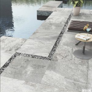 Pavimento 20mm exterior imitación piedra gris, antideslizante clase 3