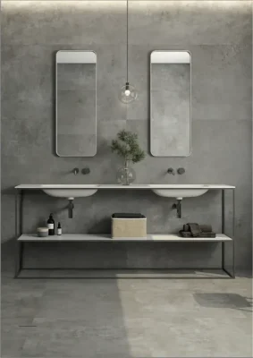 Cuarto de baño un toque de estilo urbano y elegancia con azulejos cemento gris